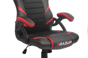 Produktbild von BraZen Puma Pc Gaming Chairs for Adults Height Adjustable Ergonomic Pu Leather Seat with Armrest Largest British Brand -Red