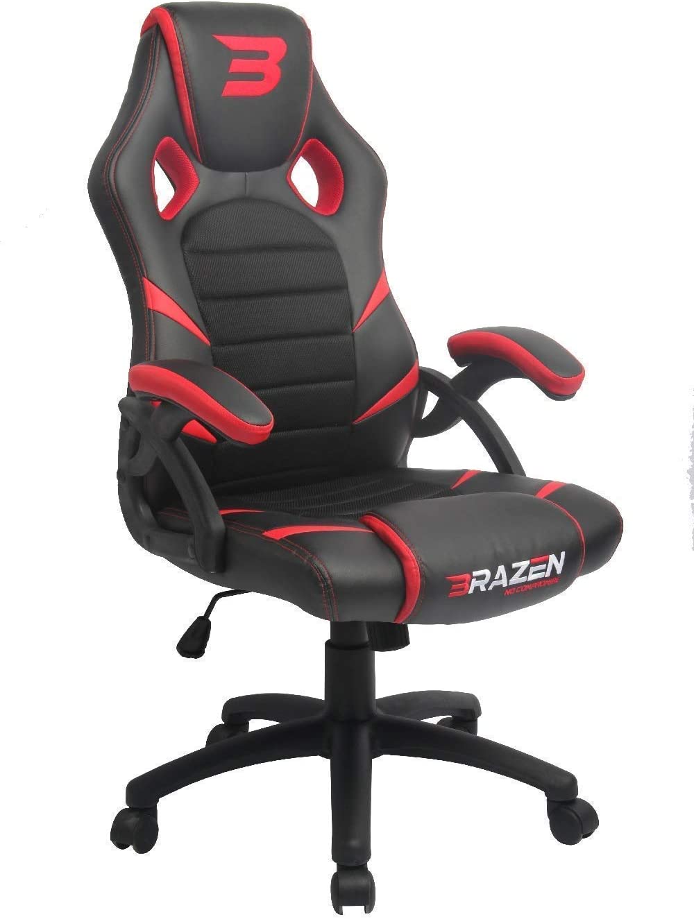 Bild von BraZen Puma Pc Gaming Chairs for Adults Height Adjustable Ergonomic Pu Leather Seat with Armrest Largest British Brand -Red