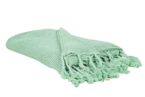 Bild von Beliani Blanket Light Green Cotton 125 x 150 cm Bed Throw Boho Material:Cotton Size:x1x125