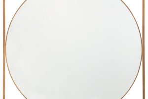 Bild von Beliani Round Wall Mirror in Square Frame Gold  81 x 81 cm Bathroom Living Room Glam Material:MDF Size:2x76x76