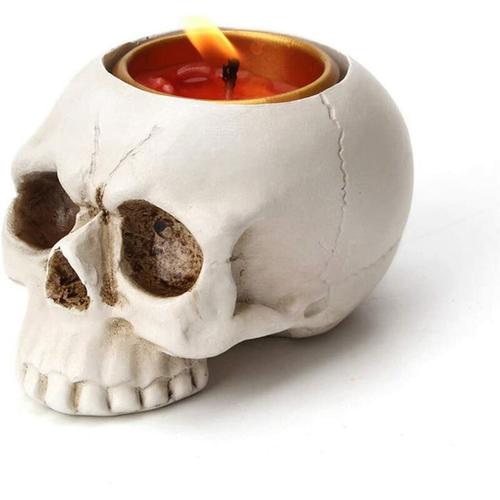 Produktbild von 1 pcs Skeleton Skull Candlestick Holder Halloween Home Party Decorative Resin Skeleton Candle