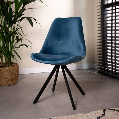 Produktbild von Furnwise Industrial Dining chair Daisy velvet Blue