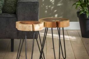 Bild von Furnwise Side Table Log Solid Acacia Wood