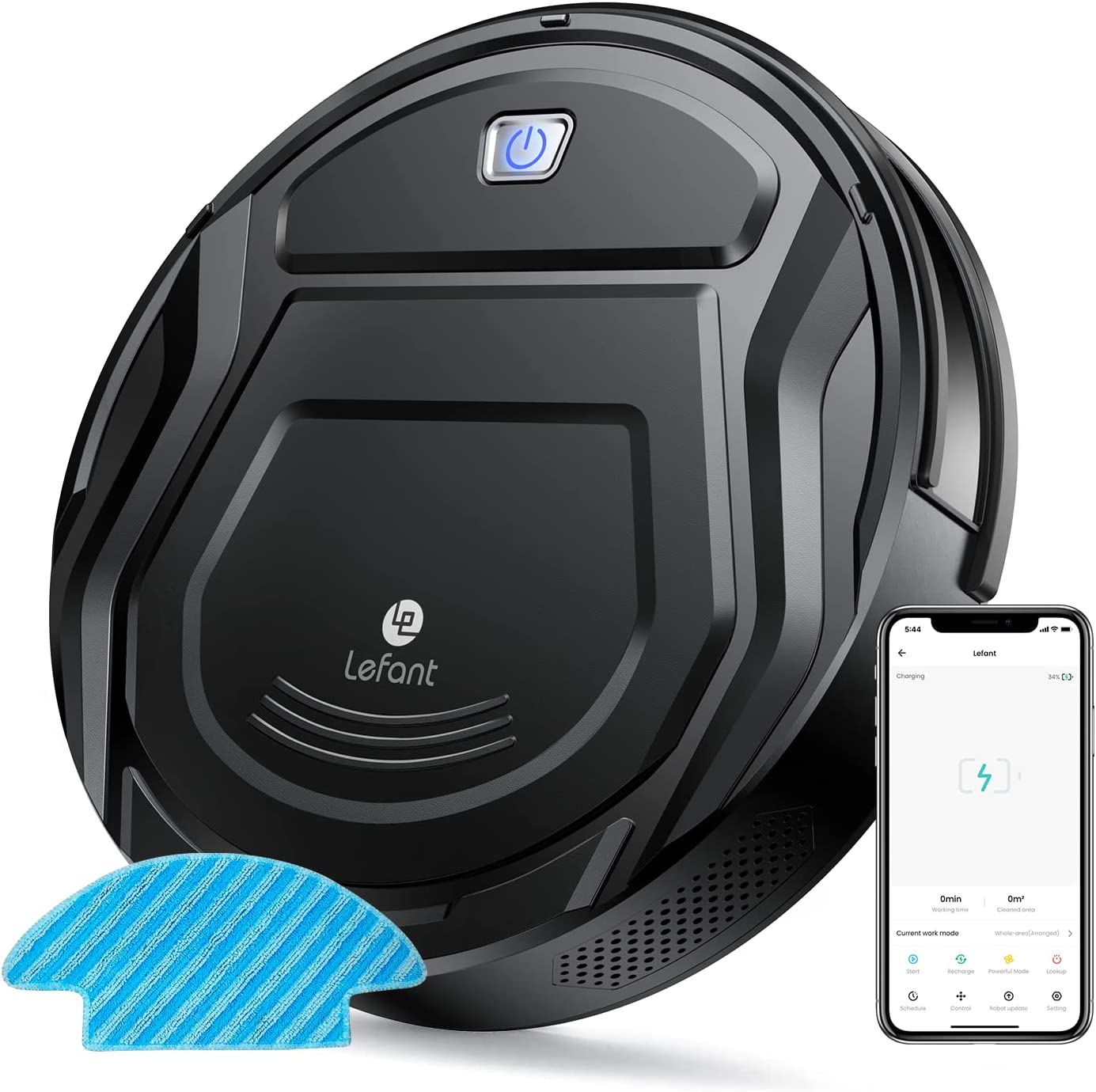 Bild von Lefant M210B Robot Vacuum Cleaner With Mop, Small Robot Robotic Vacuum 7.6cm Thin, 2000 Pa Suction, Alexa Voice Control Self-Charging Robotic Vacuum Ideal for Pet Hair Hard Floor and Carpet