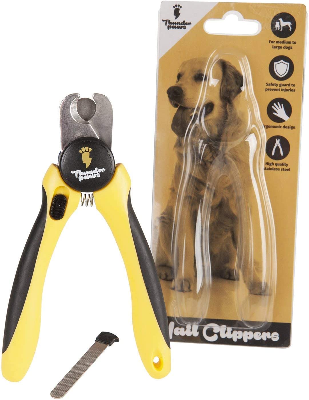 Bild von Thunderpaws Professional-Grade Dog Nail Clippers with Protective Guard and Safety Lock (Medium to Large Breeds, Yellow)