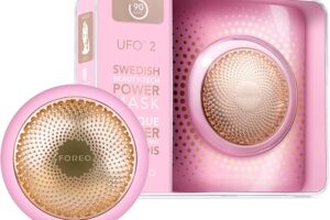 Produktbild von Foreo Ufo 2 Full Facial Led Mask Treatment, Full Led Spectrum & Red Light Therapy, Face Masks Beauty Treatment, Warming, Cooling, Face Massager, Moisturiser, Increased Skin Care Absorption, Pearl Pink