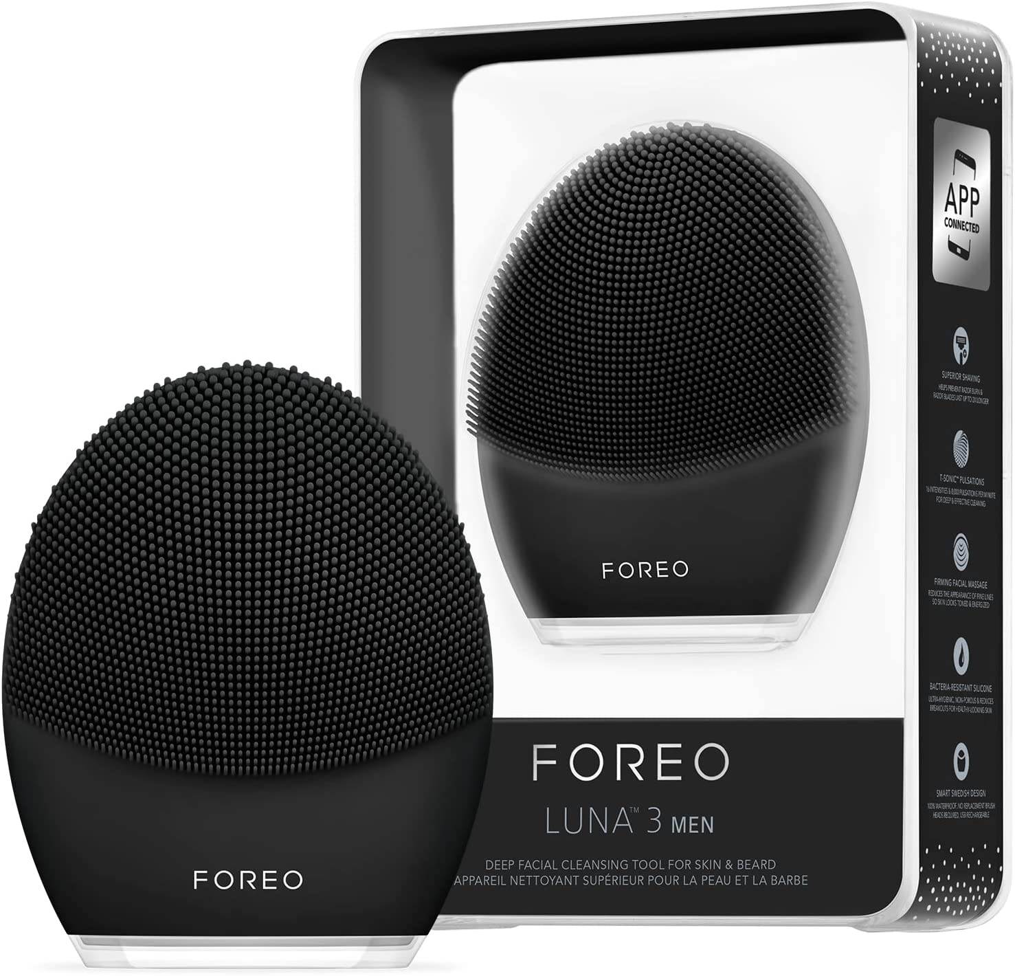 Bild von Foreo Luna 3 Men | Facial Cleansing Brush For Skin & Beard | Firming Silicone Face Massager Electric | Ultra-Hygienic Skin Care | Travel Friendly Face Exfoliator | Simple Face Wash | App-Connected