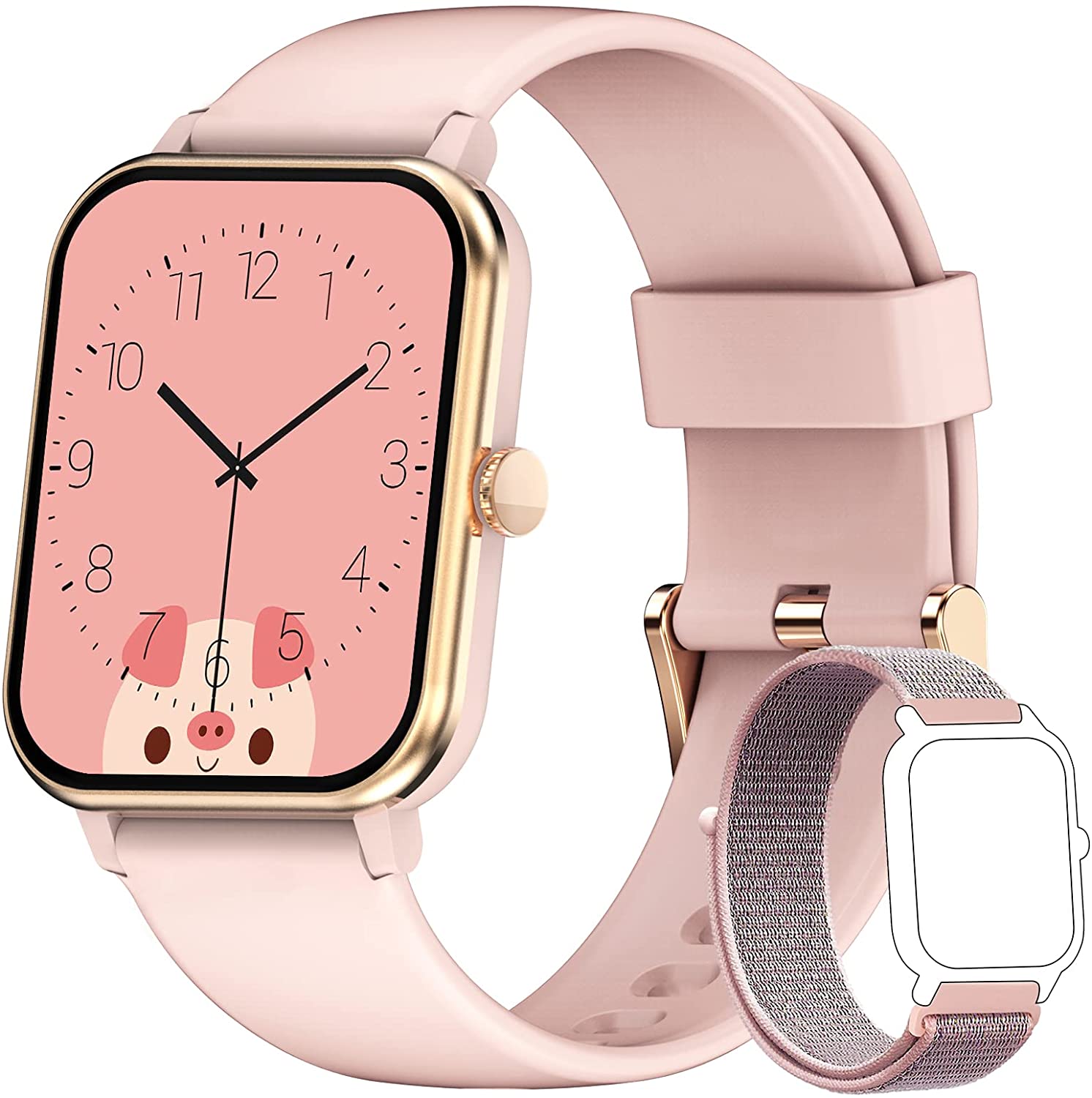 Bild von Blackview Smart Watch for Women, 1.69″ Full Touch Screen Fitness Watch with Female Health Tracking, SpO2/Body Thermometer/Heart Rate/Sleep Monitor, Waterproof Step Counter Smartwatch for Android iOS