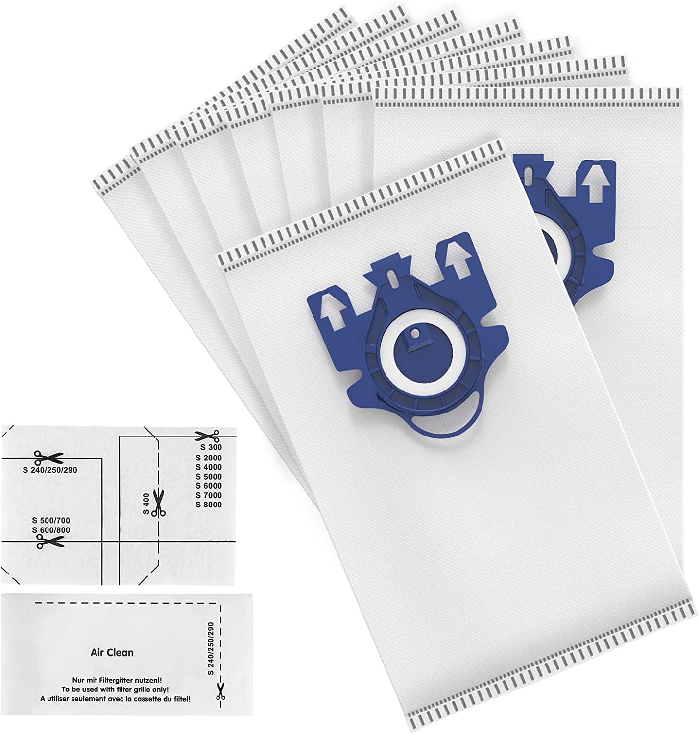 Bild von Yewrrite 8 Pack Large 3D Efficiency Capacity Vacuum Dust Bag, Hoover Bags for for Miele Vacuum Cleaners, Air Clean 3D Efficiency Dust Bag for Miele Compact C2 C1 Complete C1 S4 S6