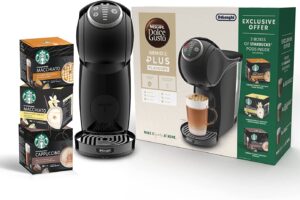 Bild von De’longhi Nescafé Dolce Gusto Genio S Plus Automatic Machine, Capsule Coffee Machine, Espresso Boost, Cappuccino, Energy Saving, Including 3 boxes Coffee Pods Starbucks, Black, EDG315.B