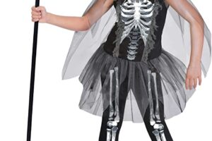 Produktbild von amscan Girls Skeleton Reaper Halloween Fancy Dress Costume