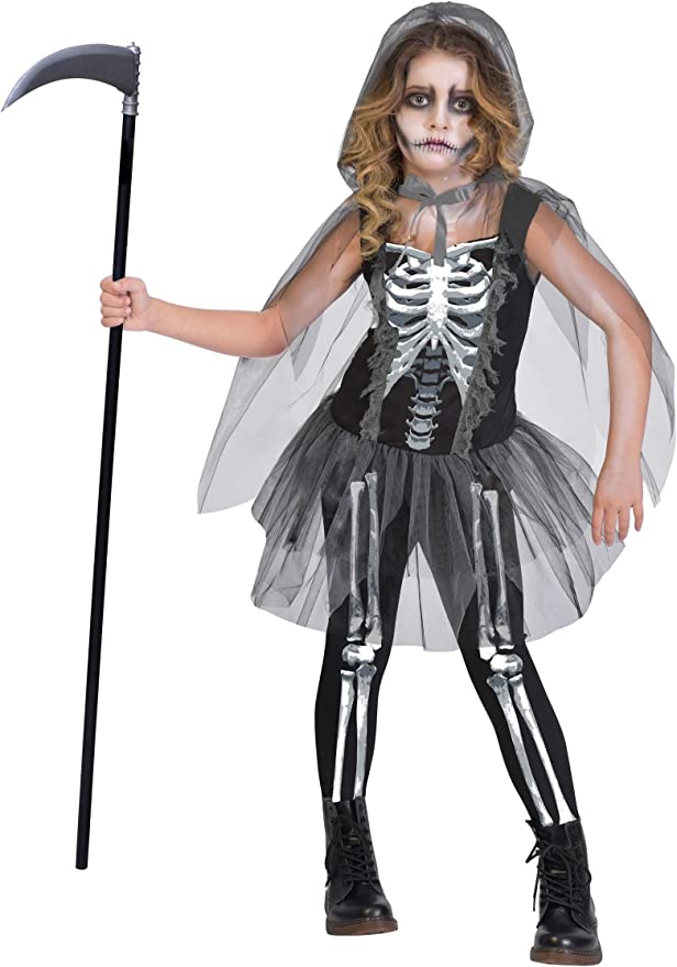 Bild von amscan Girls Skeleton Reaper Halloween Fancy Dress Costume