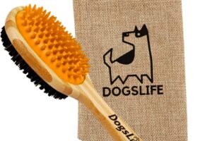 Bild von Bamboo Dog Brush with Silicone Massager for Dog Grooming | Massaging & Bathing | Free Reusable Eco-friendly Bag | Proven Double Sided Pet Brush Perfect For Long, Medium & Short Haired Dogs.…