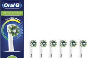 Bild von Oral-B Cross Action Electric Toothbrush Head with CleanMaximiser Technology, Angled Bristles for Deeper Plaque Removal, Pack of 6, White