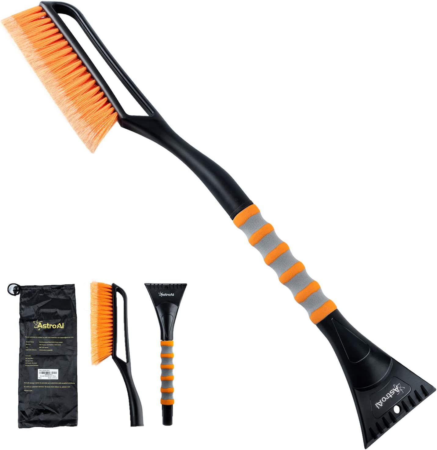 Bild von AstroAI 2-in-1 Ice Scraper 68.5cm Detachable for Car Windscreen and Snow Brush with Ergonomic Foam Handle for Cars, Trucks and SUV (Yellow, Heavy Duty ABS, PVC Brush)