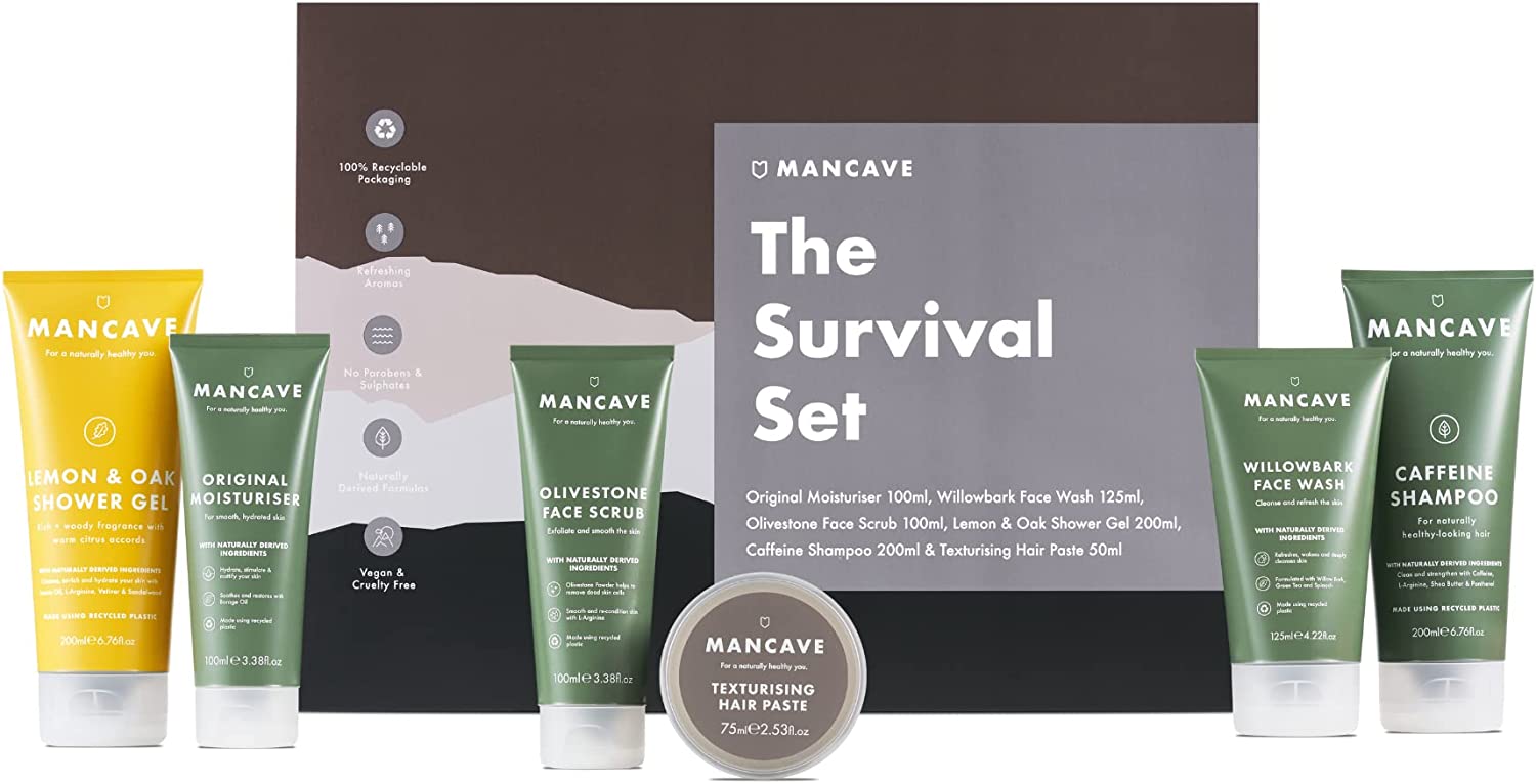 Bild von ManCave Survival Gift Set, 6 Natural Grooming Essentials, For Men – Vegan