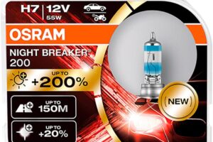 Bild von OSRAM NIGHT BREAKER 200, H7, +200% more brightness, halogen headlight lamp, 64210NB200-HCB, 12V, Duo Box (2 lamps)