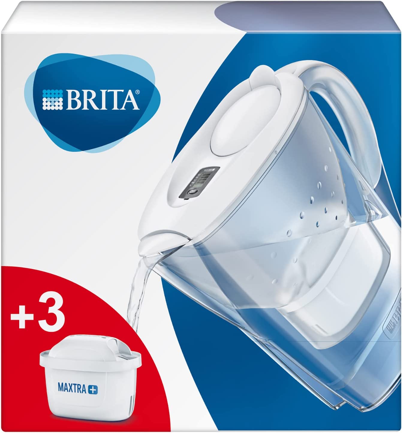 Bild von BRITA Marella fridge water filter jug for reduction of chlorine, limescale and impurities, Includes 3 x MAXTRA+ filter cartridges, 2.4 L -white