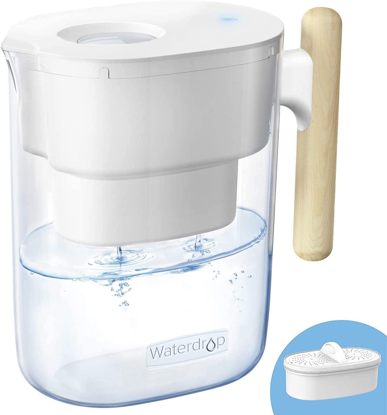 Bild von Waterdrop Chubby Water Filter Jug with 1×90 Days Filter, 3.5L, Reduces Fluoride, Chlorine and More, NSF Certified, BPA Free, White (Replacement Filter: WD-PF-01A Plus)