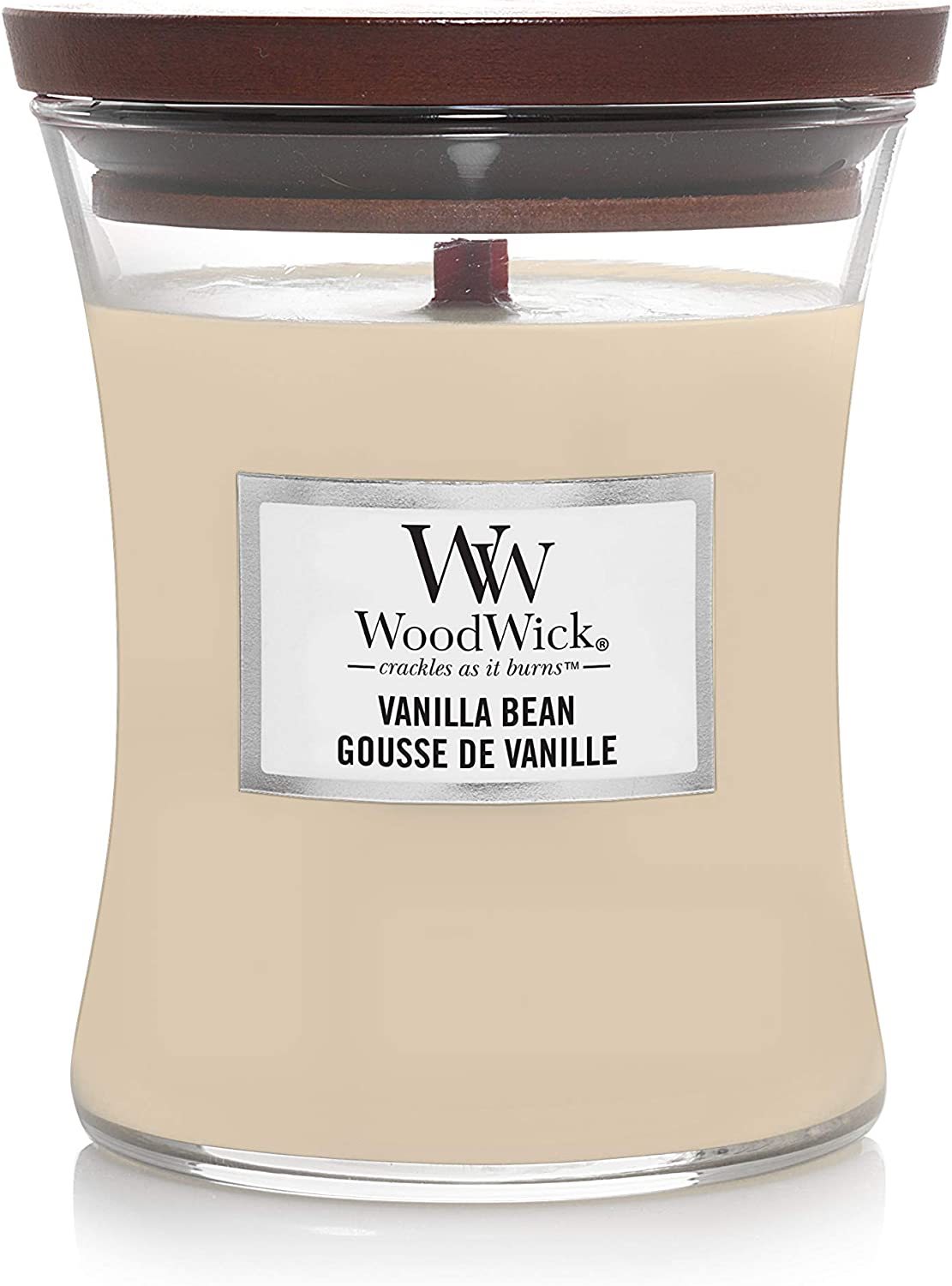 Bild von Woodwick Medium Hourglass Scented Candle | Vanilla Bean | with Crackling Wick | Burn Time: Up to 60 Hours, Vanilla Bean