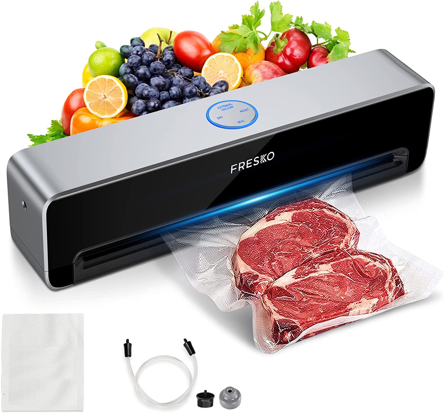 Bild von FRESKO Food Vacuum Sealer Machine, Compact but Powerful, Vac Pack Machine for Food Preservation, Dry & Moist Modes, 20Pcs BPA-Free Vacuum Sealer Bags Included