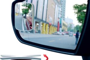 Bild von Ampper Rectangular Blind Spot Mirror, HD Glass Frameless Stick on Adjustabe Convex Wide Angle Rear View Mirror for Car Blind Spot, Pack of 2