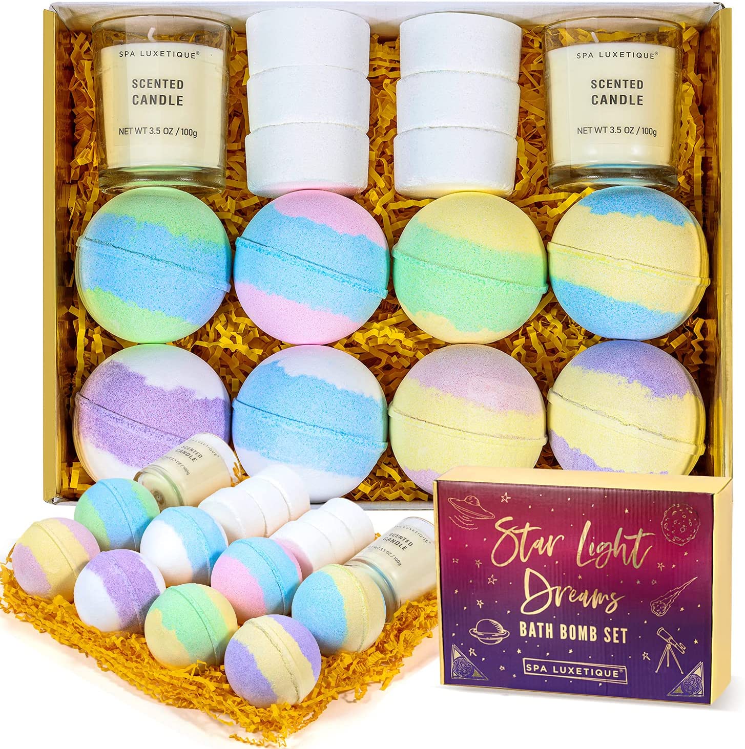 Bild von Spa Luxetique Bath Bombs Gift Sets-16Pcs Bubble Bath Set for Her with Bath Bombs, Aromatherapy Shower Steamers, Scented Candles, Spa Gift Set for Women Men, Christmas Gifts for Her, Mum Gifts