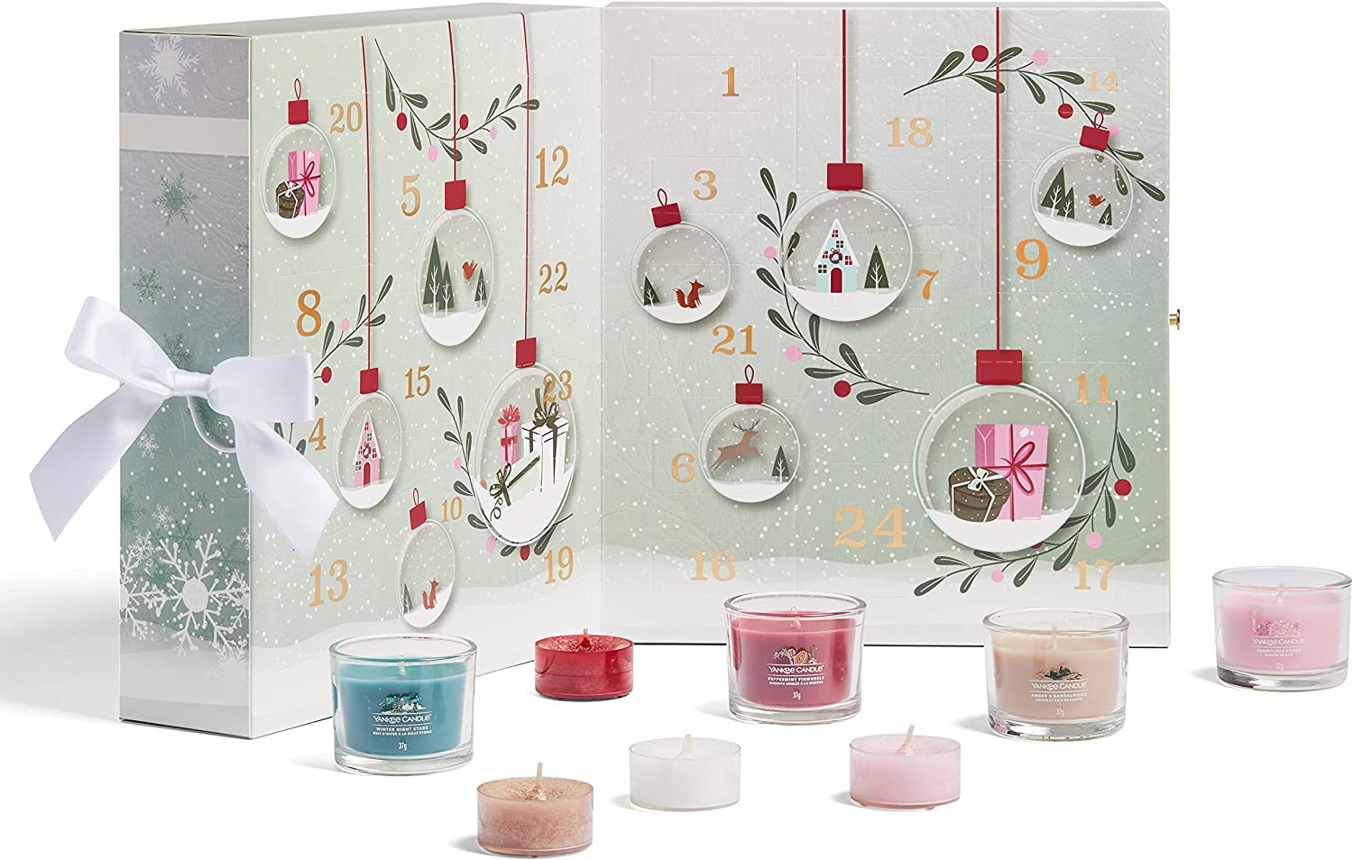 Bild von Yankee Candle Advent Calendar 2022 Book | Scented Candles Gift Set | 12 Filled Votives, 12 Tea Lights and 1 Tea Light Holder | Snow Globe Wonderland Collection | Perfect Gifts for Women