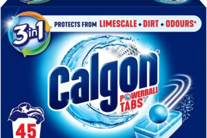 Produktbild von Calgon 3-in-1 Washing Machine Deep Clean Water Softener Tablets l Units: 45 Tablets l Size: M Pack l Removes Odours & Reside