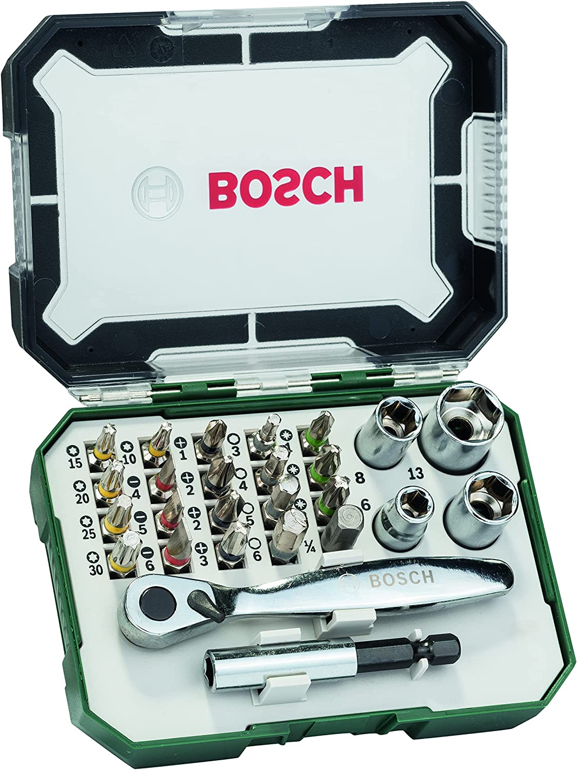 Bild von Bosch 26pc. Screwdriver Bit and Ratchet Set (PH-, PZ-, Hex-, T-, S-Bit, Accessories Drill and Screwdriver)