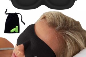 Bild von Eye Mask for Sleeping | Sleep Mask Men/Women Better Than Silk Our Luxury Blackout Contoured Eye Masks are Comfortable – This Sleeping mask Set Includes Carry Pouch and Ear Plugs (No Scent)