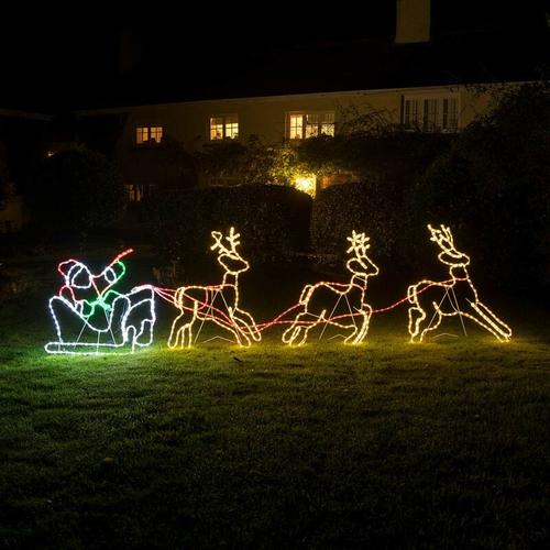 Bild von Santa Sleigh & Reindeer Light (3m) – Multi Coloured