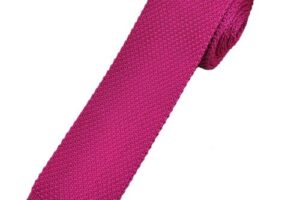 Bild von Plain Fuchsia Pink Men's Skinny Knitted Tie