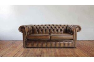 Produktbild von Designer Sofas 4U Chesterfield London 2.5 Seater Antique Brown Leather Sofa Settee Offer