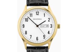 Bild von Sekonda Sekonda Easy Reader Ladies Watch   Gold Alloy Case & Black Leather Strap with White Dial   30123