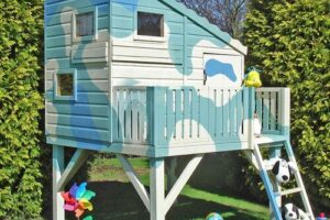 Bild von 6′ x 4′ Shire Command Post Kids Wooden Platform Playhouse (1.69m x 2.22m)