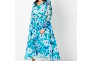 Bild von Wallis Womens Curve Floral Printed Midaxi Dress – Teal – Size: 20