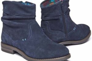 Bild von Dark Blue Ruched Suede Pixie Ankle Boots Women’s   Size 9   Pipistrelle 3 Moshulu – 9