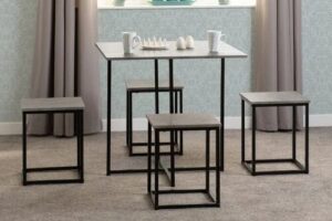 Produktbild von Seconique Kent Stowaway Stone Effect and Black Dining Table and 4 Stools