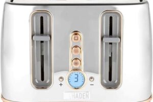 Produktbild von Haden 204868 Dorchester Chrome & Rose Gold 4 Slice Toaster