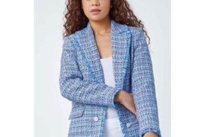 Bild von Roman Petite Blue Embellished Mesh Dress – Size 14 14 female