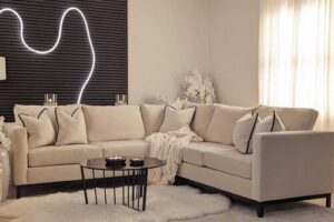 Produktbild von Harmony Cream Velvet Sofa Range With Black Wooden Plinth, 2 seater Sofa