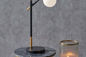 Produktbild von Pacific Lifestyle – Wanda White Orb and Black Metal Table Lamp