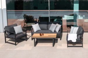 Produktbild von Harbour Lifestyle Cordoba 2 Seat Sofa Set with Teak Table in Grey