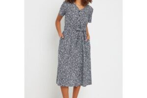 Produktbild von M&Co Spot Print Belted Midi Dress Dark Navy 16