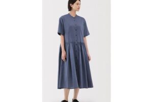 Bild von Muji Women’s Hemp Blend Short Sleeve Shirt Dress Black L   Black