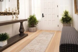 Bild von Traditional Distressed Beige Runner Rug – Oscar – 60cm x 240cm Runner