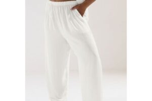Bild von Yours Tie Waist Wide Leg Trousers White 16
