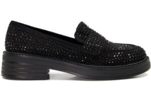 Bild von Dune London Womens Ladies Glamor Chunky Embellished Loafers – Black Fabric – Size Uk 3