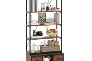 Bild von COSTWAY 8-tier Bookshelf Freestanding Bookcase with Storage & Drawers Brown One Size